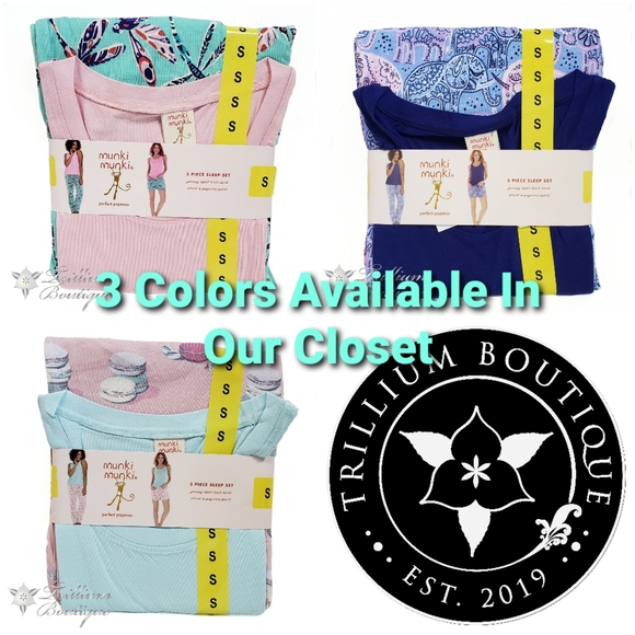 Munki Munki 3 Piece Women's Pajama Sleep Set NWT - Picture 5 of 6